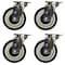 Bk Resources 5-inch Universal Stainless Steel Swivel Casters, Polyurethane Wheels, Brake, 300lb Capacity, 4PK 5SS-1PT-PLY-PS4 - alternate 4